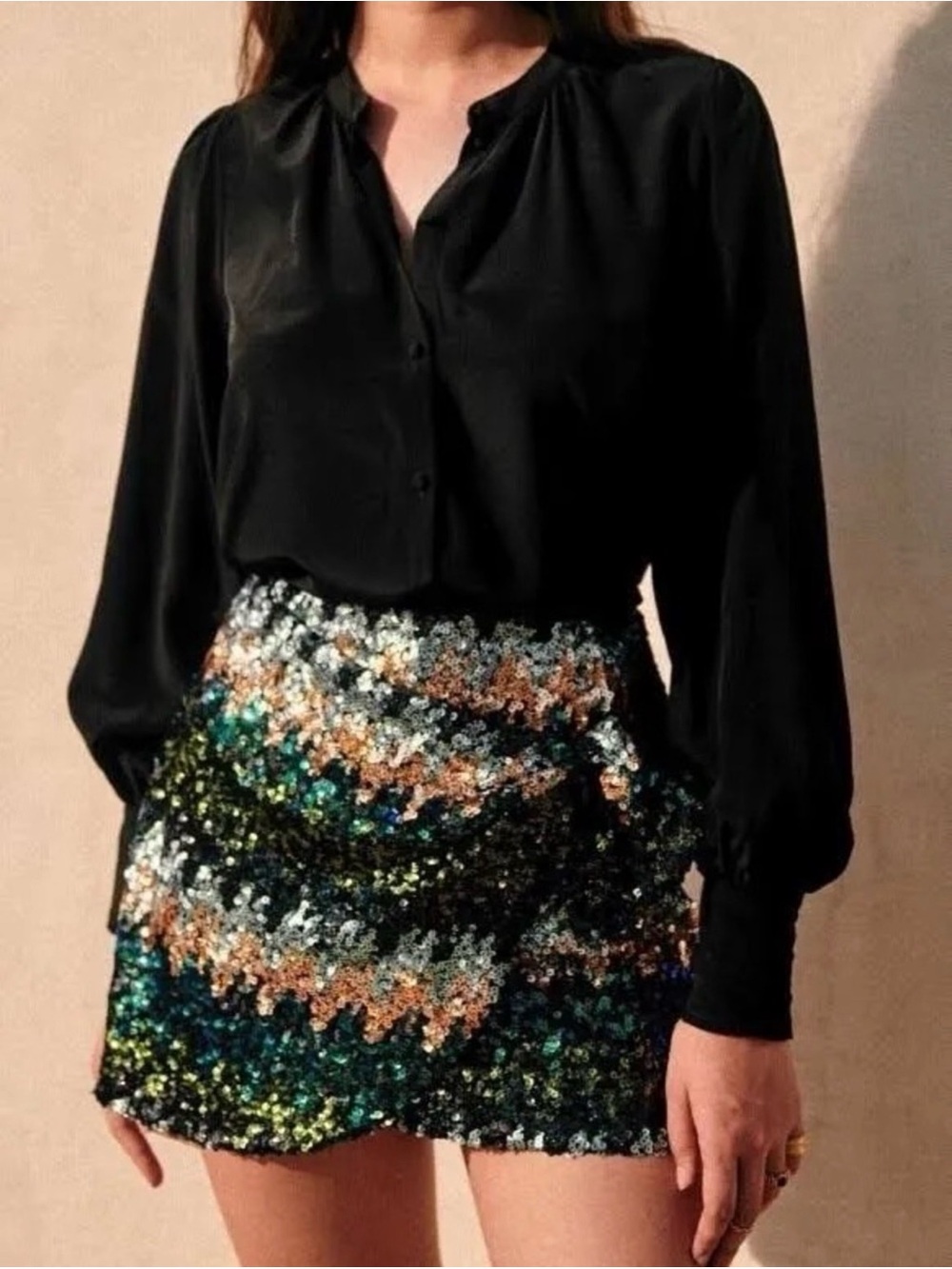 Sezane Pacome Sequin Wrap Skirt